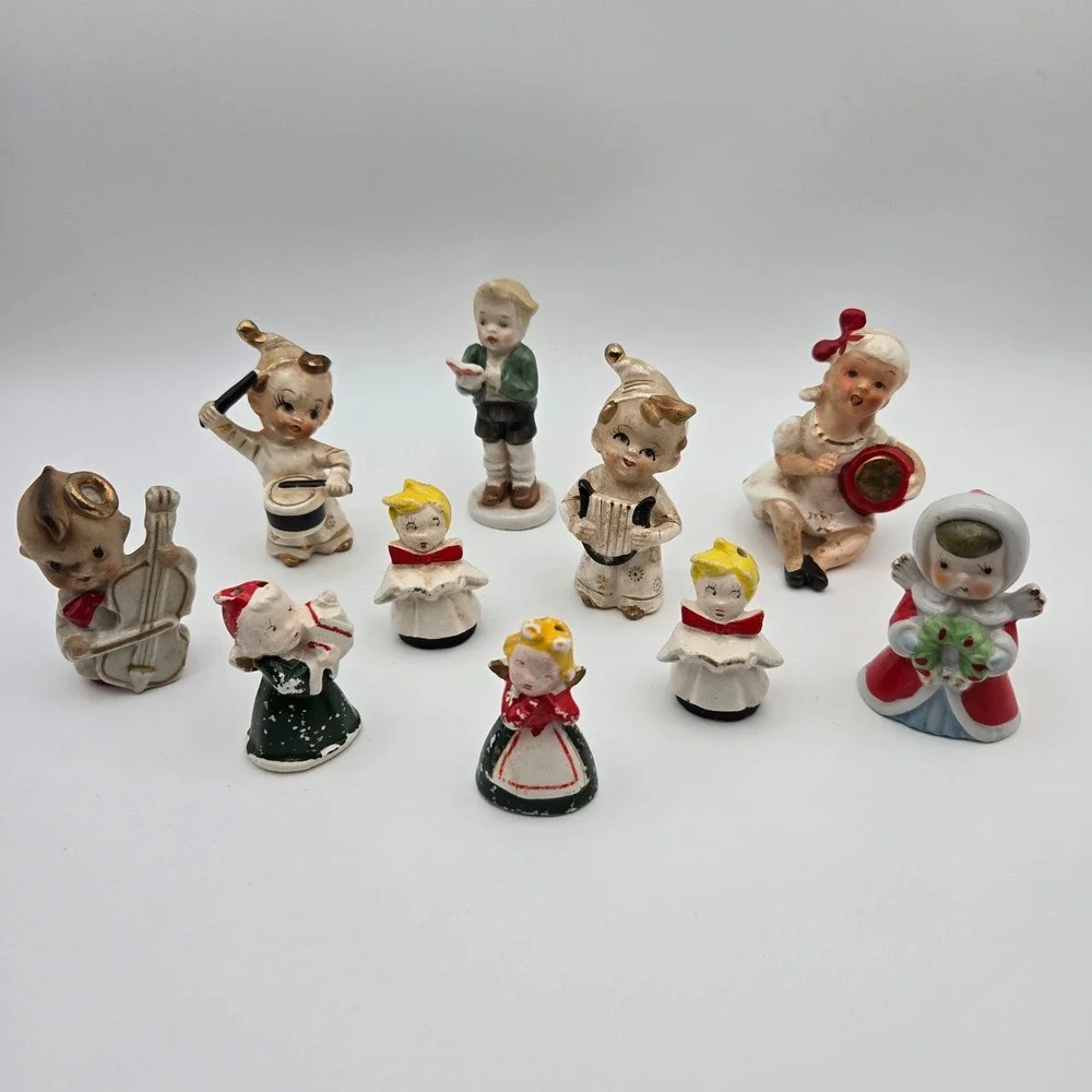 Vintage Japan Ceramic Christmas Figurine Lot 10pc Choir Singers Angels Musicians